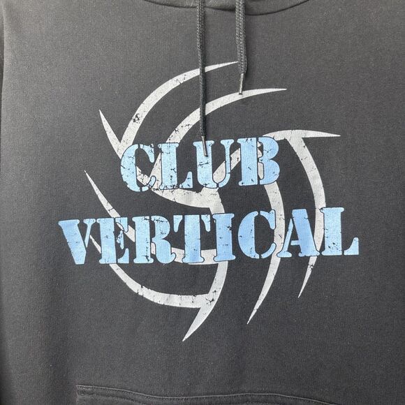 Gildan Small Club Vertical Hoodie Black Blue Graphic Pullover Sweatshirt Men's - Picture 2 of 6